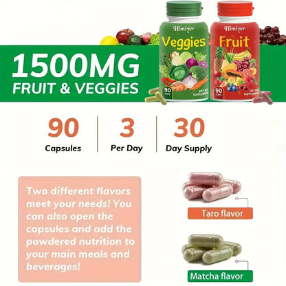 Superfood Capsules Fruits & Vegetables, 90 Fruit + 90 Veggie Capsules per Set for Bath Time, Home Spa and Personal Care