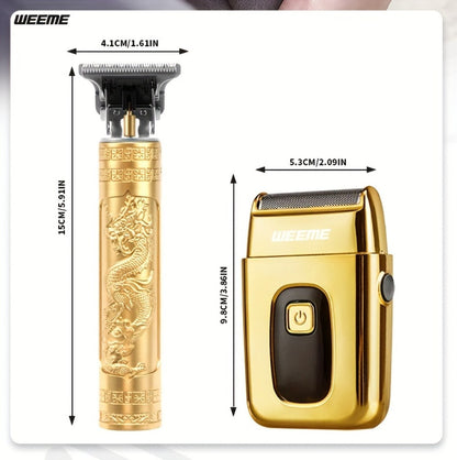 Men's Electric Hair Trimmer and Beard Trimmer 2-Piece Set Cordless Hair Clipper Short Beard for Everyday Face, Beard and Body Grooming