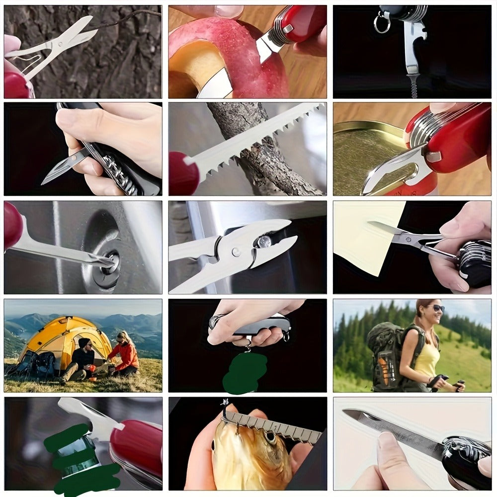 Multitool Pocket Knife 17-in-1, Includes Screwdriver, Pliers, Scissors, Bottle Opener & More, Portable Multi-Tool for Camping