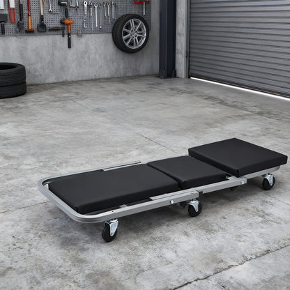 Rolling Mechanic Creeper Stool 300 lb – Foldable Z-Shape 3-in-1 Crawler Seat & Sliding Work Stool with 6 Swivel Casters