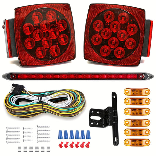 12V LED Trailer Tail Lights Kit – Stop, Turn Signal, Brake & License Plate Light for Trailers Under 80" – Boat, RV, Camper, Truck