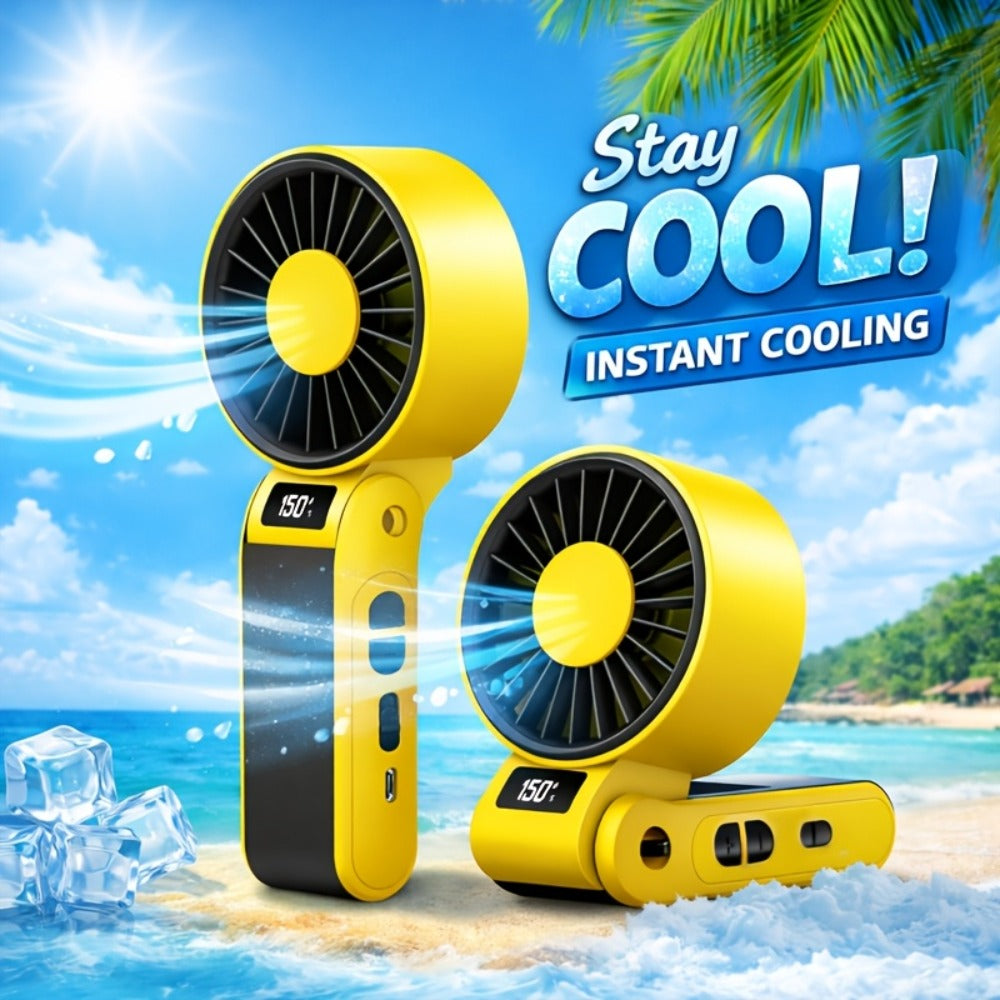 Handheld Fan USB-C Rechargeable 150-Speed Stepless Adjustable Turbo Fan LED Display for Home, Office and Desktop Air Circulation