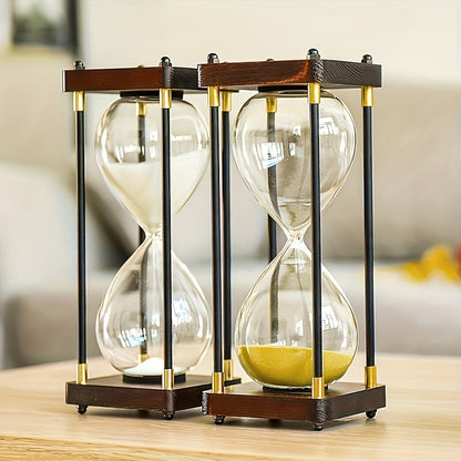 Hourglass Timer 60 Minute Wooden Sand Timer Decorative Glass – Vintage Home Decor for Kitchen, Office & Bedroom | Great Gift for Birthday