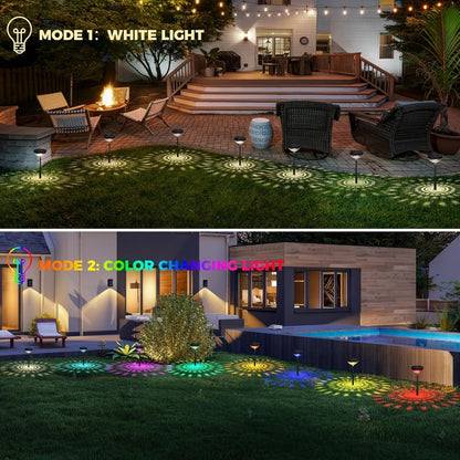 Solar Outdoor Lights 6-Pack IP44 Landscape Stakes with Light Sensor and Color/Warm White Mode