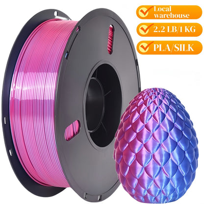 3D Printer Filament Airok Silk PLA 1.75mm 1kg Spool with Ten Glossy Solid, Dual-Color and Rainbow Options