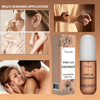 Vanilla Coconut Body Spray & Hair Mist – Long-Lasting Gourmand Floral Fragrance with Vitamin E & Moroccan Argan Oil, Skin-Safe for All Types