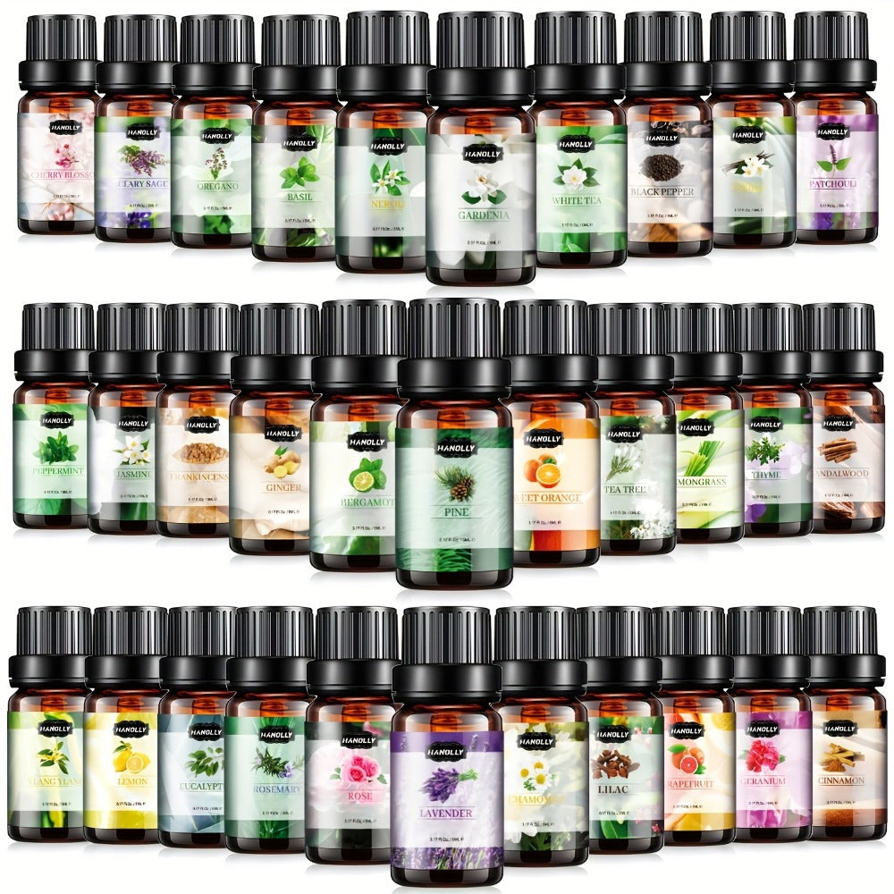 Essential Oil Gift Set with 12, 26, 32 or 48 Five-Milliliter Bottles and Assorted Scent Labels