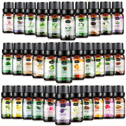 Essential Oil Gift Set with 12, 26, 32 or 48 Five-Milliliter Bottles and Assorted Scent Labels