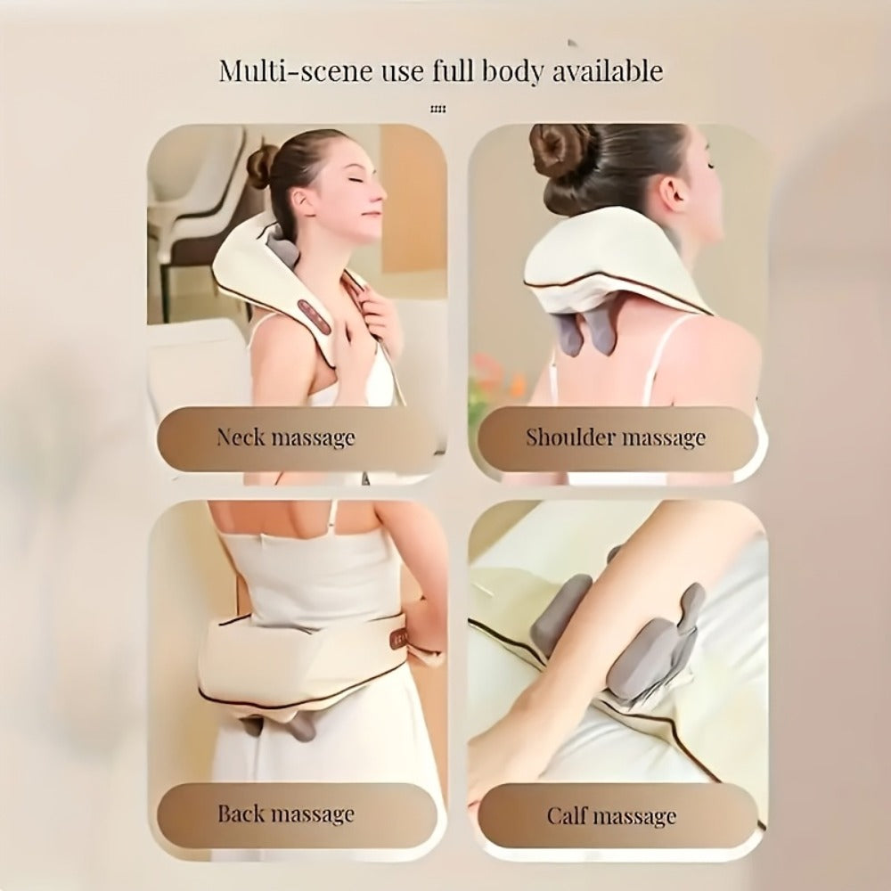 Neck Shoulder Massage Pillow 8D Deep Kneading Wireless Electric Back Massager Simulates Human Hands for Neck for Home or Salon Spa Use
