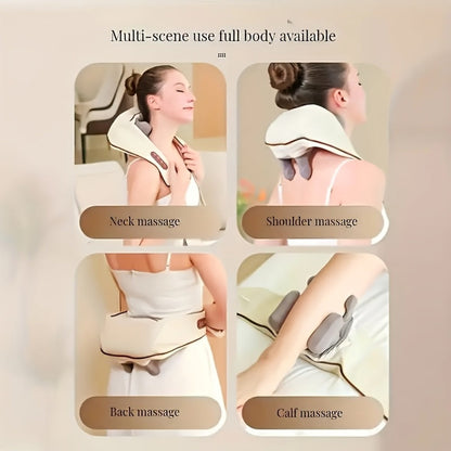 Neck Shoulder Massage Pillow 8D Deep Kneading Wireless Electric Back Massager Simulates Human Hands for Neck for Home or Salon Spa Use