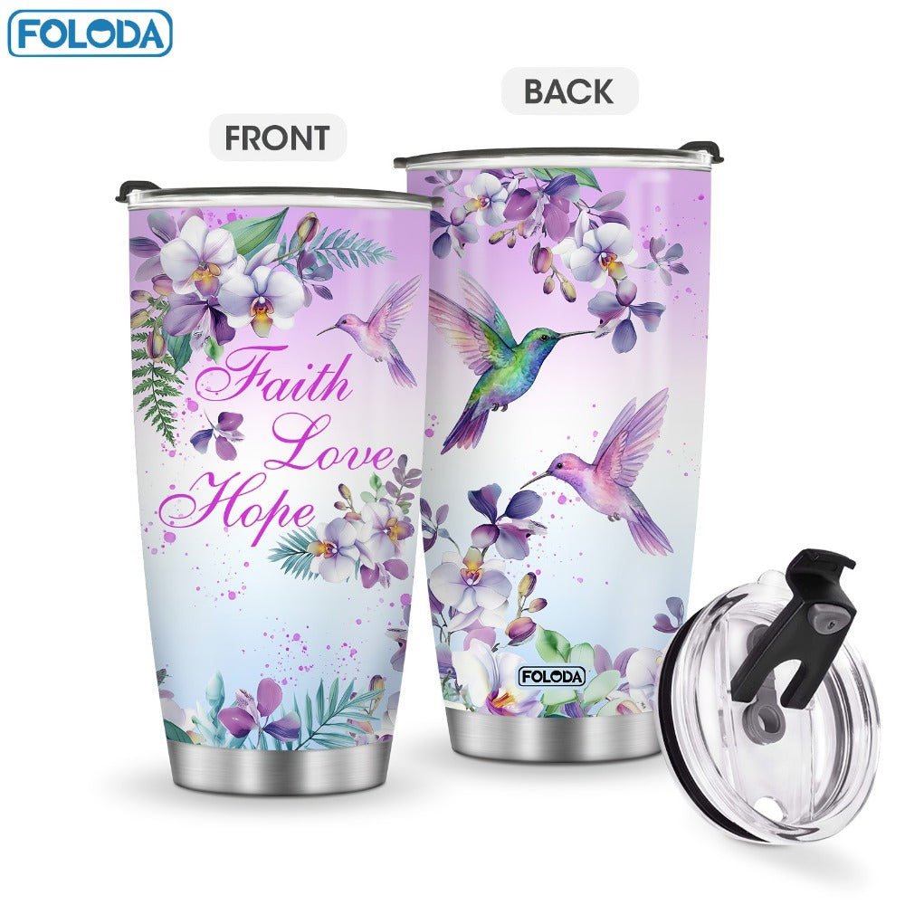 Hummingbird Flower Vacuum Insulated Travel Tumbler 20oz – Gift for Mom Grandma Sister Daughter Birthday Valentine's Day