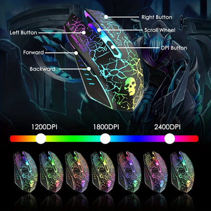 Complete 5-in-1 Gaming Setup Bundle RGB, 104 Keys Wired Keyboard, 2400 DPI Optical Mouse, Gaming Headphone