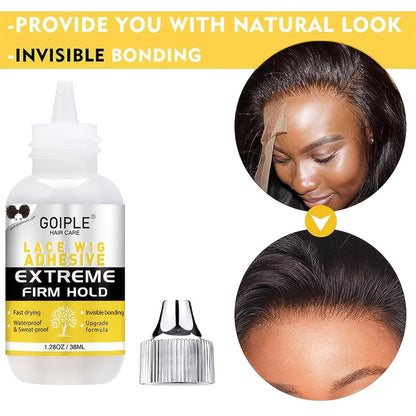 Lace Wig Installation Kit, 10-Piece Set with Melting Spray, Liquid Bottles, Bands, Caps, Combs and Brushes