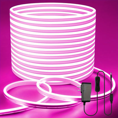Neon LED Strip Lights 10m 32.8ft with Power Adapter, 24V Flexible Neon Light Strip in White, White