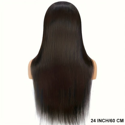 Straight Human Hair Wig with 4x4 Lace Closure, Center Part and Black 16–36 Inch Length Options
