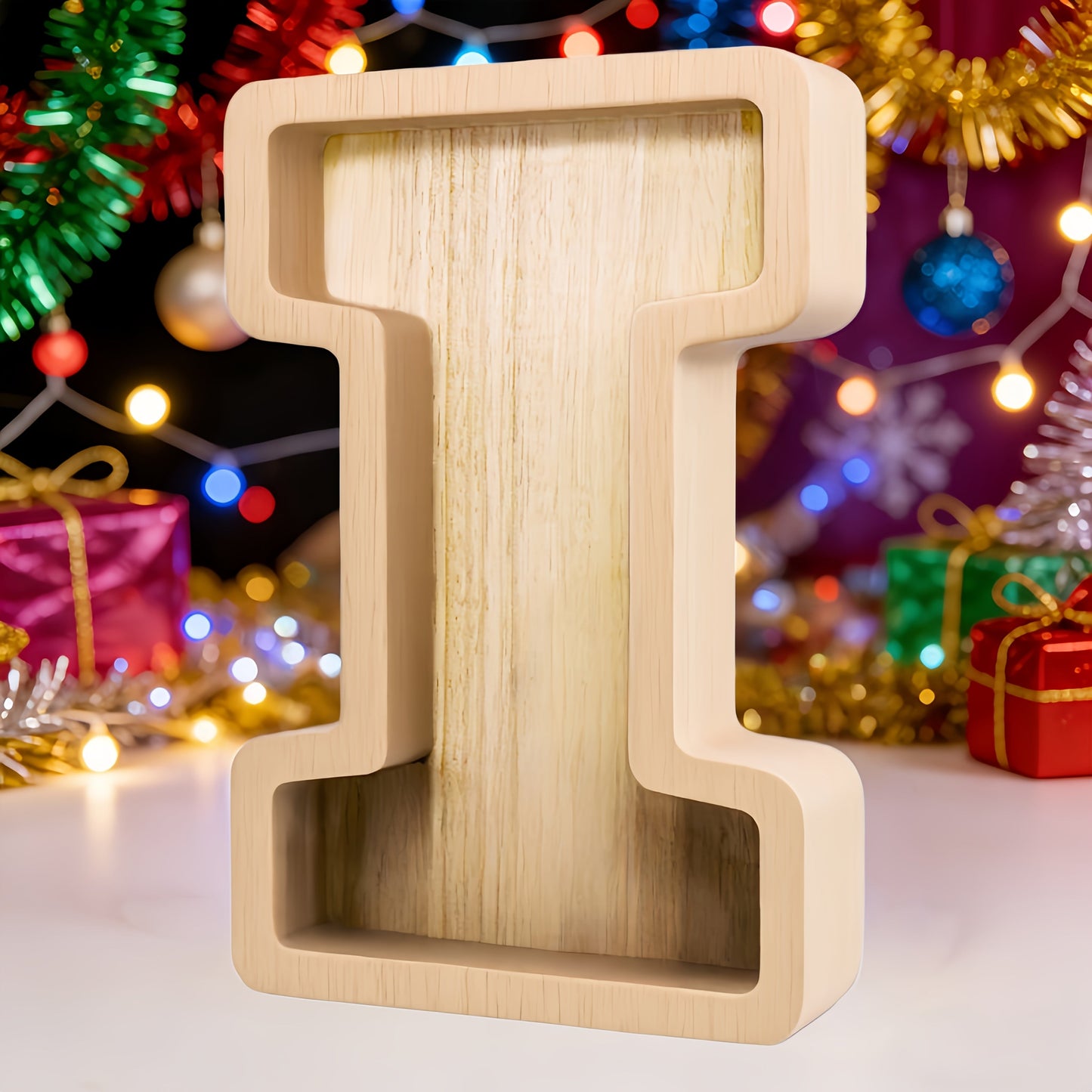 Alphabet Letter Piggy Bank A-Z Wooden Coin Bank Large Capacity Transparent – Personalized Savings Box for Kids | Back to School