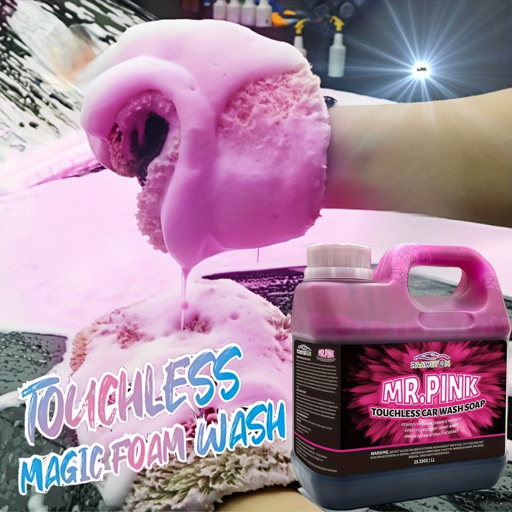 Pink Snow Foam Car Wash Soap Concentrated 1L – High-Foam Pre-Wash Shampoo, pH12 Strong Formula, Touchless Pressure Washer Foam Gun