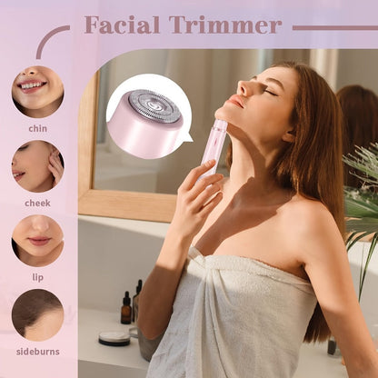 Bikini Trimmer Electric 2-in-1 Rechargeable Dual-Head Face Shaver for Women – Stainless Steel Blade USB Cordless Hair Remover for Bikini