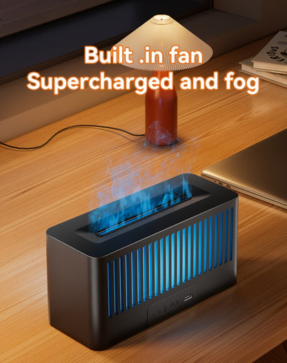 Humidifier Flame-Effect USB Diffuser with Seven LED Colors, Black or White, Single and Two-Pack Options