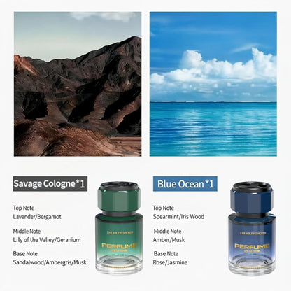 110 ml Cup-Holder Car Air Freshener Bottle in Classic Cologne or Azure Ocean Scent with Vented Top