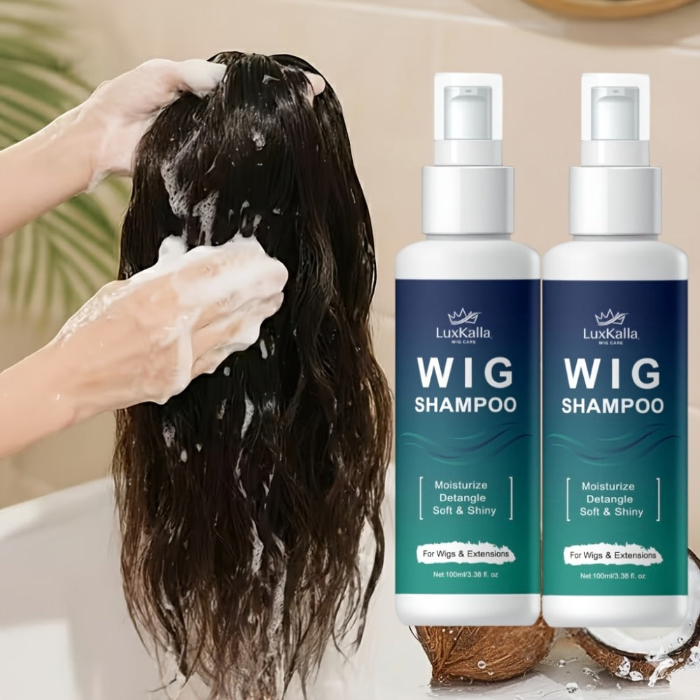 Synthetic Hair Shampoo 2-in-1 Deep Cleansing Revitalizing Detangling, Soak & Rinse Formula for Wigs Hair Extensions Braids