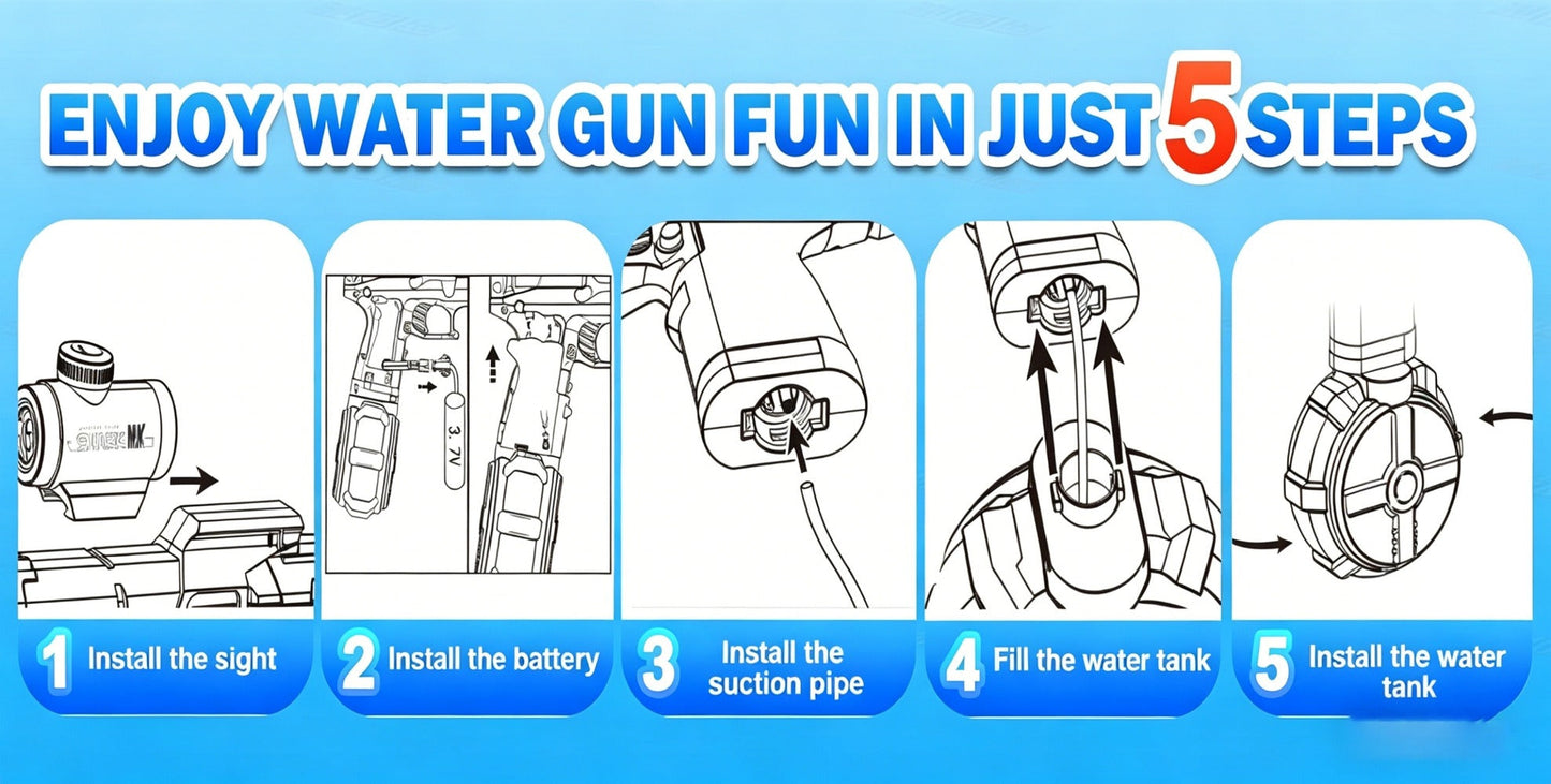 Rechargeable Transforming Electric Water Blaster with LED Muzzle Light and Blue or Blue Spec2 Option