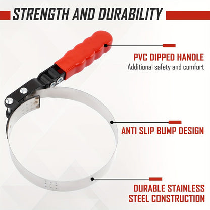 Oil Filter Removal Tool Kit 7-Piece Adjustable 3-Jaw Wrench 9" 12" Oil Filter Pliers Anti-Slip PVC Handle Fits 2-3/4" to 5-1/4" Filters