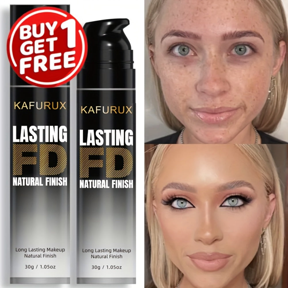 KAFURUX Liquid Foundation Two-Bottle Set with Pump Dispensers and Eight Matching Shade Pairs
