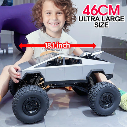 Giant 18 Inch RC Monster Truck with Free Bonus Mini RC Motorcycle, 4WD Powerful Climbing Shockproof Remote Control Pickup Truck