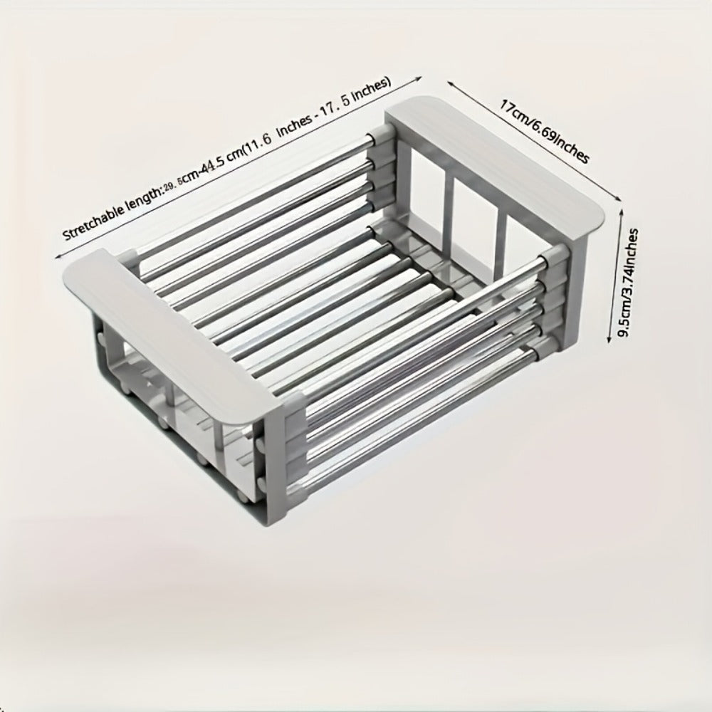 Dish Drying Rack Stainless Steel Adjustable, Expandable Over Sink Dish Rack with Retractable Width & Height for Kitchen Countertop