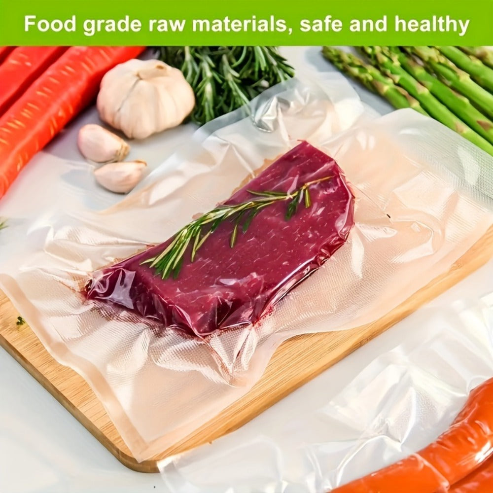 Micro Perforated Food Storage Bags 100 Pack - Breathable Ventilated Produce Bags for Fruits Vegetables Meat and Seafood