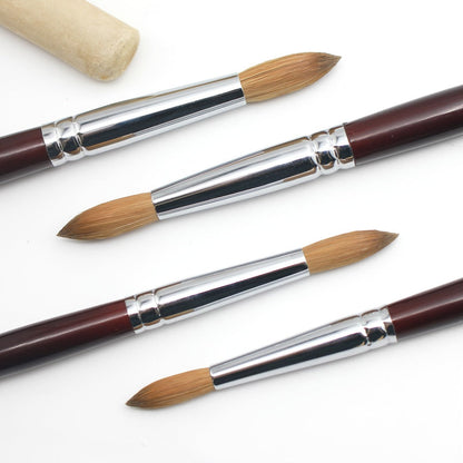 Kolinsky Acrylic Nail Brush Round Head Red Wine Wooden Handle – Professional Brush for Acrylic Extension Nail Art Sculpting & Manicure
