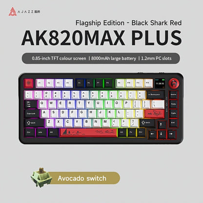 Hot Swap Gasket Mechanical Keyboard AJAZZ AK820 75%, Wireless 2.4GHz & Wired, Volume Knob, South-Facing RGB