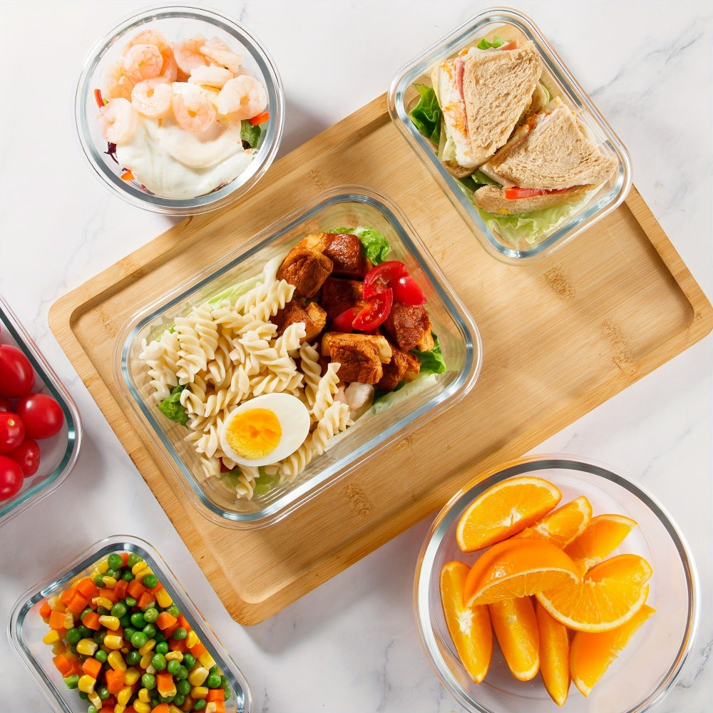 Glass Food Storage Containers with Airtight Lids – Borosilicate Glass Meal Prep Containers Set, Microwave Dishwasher Freezer Safe