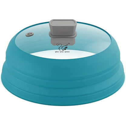 Collapsible Microwave Cover Splatter Guard with Silicone Handle - Foldable Food Cover Lid for Home Cooking, Dining and Outdoor Meals