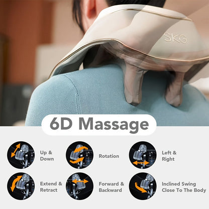 Neck Massager with Heat, 6D Shiatsu Cordless Deep Kneading Electric Massager for Neck, Shoulder, Back & Waist
