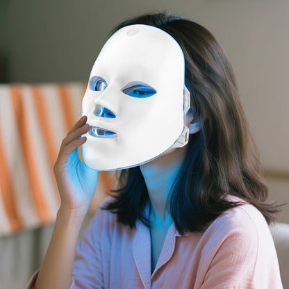 Portable LED Facial Mask 7-Color Light Therapy USB Rechargeable Plastic - Home Beauty Care for Bath Time, Home Spa and Personal Care