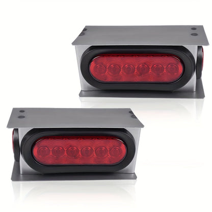 LED Trailer Tail Lights Kit – 6-Inch Oval Rear Lights with Metal Light Box & 2-Inch Amber Round Marker Lights