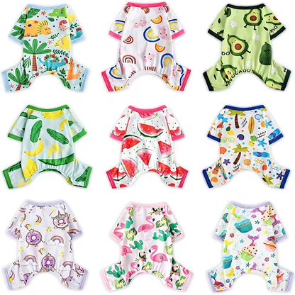 Dog Pajamas Set of 2 – Soft Puppy PJs Jumpsuit for Small Dogs Cats Chihuahua Yorkie, Cute Pet Sleepwear Onesie for Spring Summer