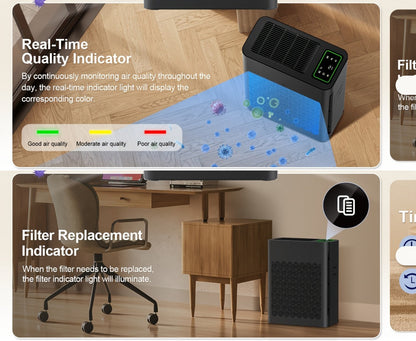 Air Purifier with HEPA Filter, PM2.5 Display, Air Sensor, Auto Mode, Timer and Two Color Options