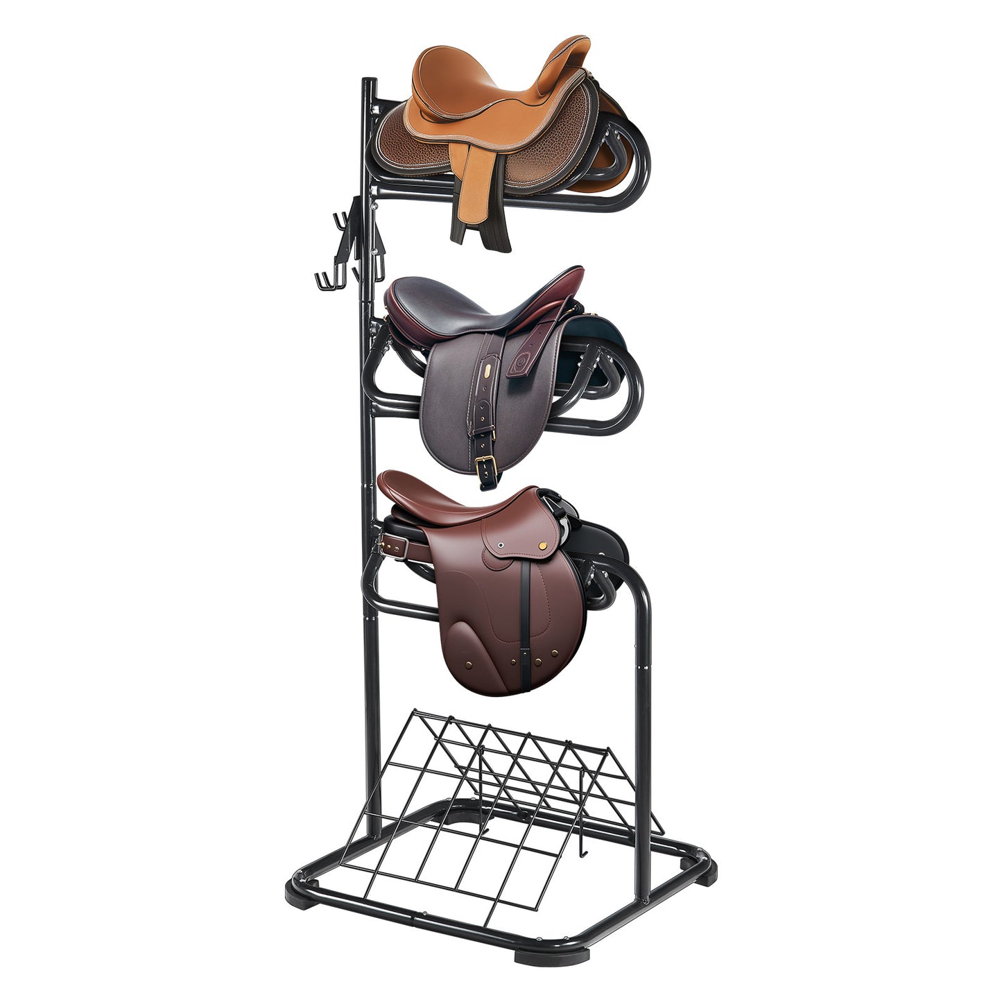 Saddle Rack Freestanding 3-Tier – VEVOR Rotating Heavy-Duty Carbon Steel Saddle Stand for English & Western Saddles | Multi-Layer Tack