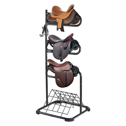 Saddle Rack Freestanding 3-Tier – VEVOR Rotating Heavy-Duty Carbon Steel Saddle Stand for English & Western Saddles | Multi-Layer Tack