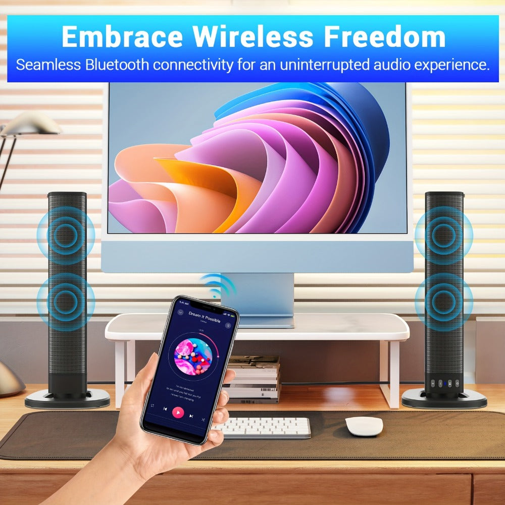 2-in-1 Detachable Wireless Soundbar for Smart TV, Surround Sound Bar with Bluetooth, RCA & AUX, Volume Control