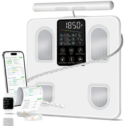 Smart Body Fat Scale with Handle, 8-Electrode Full Body Composition Analyzer, BMI Mass Monitor