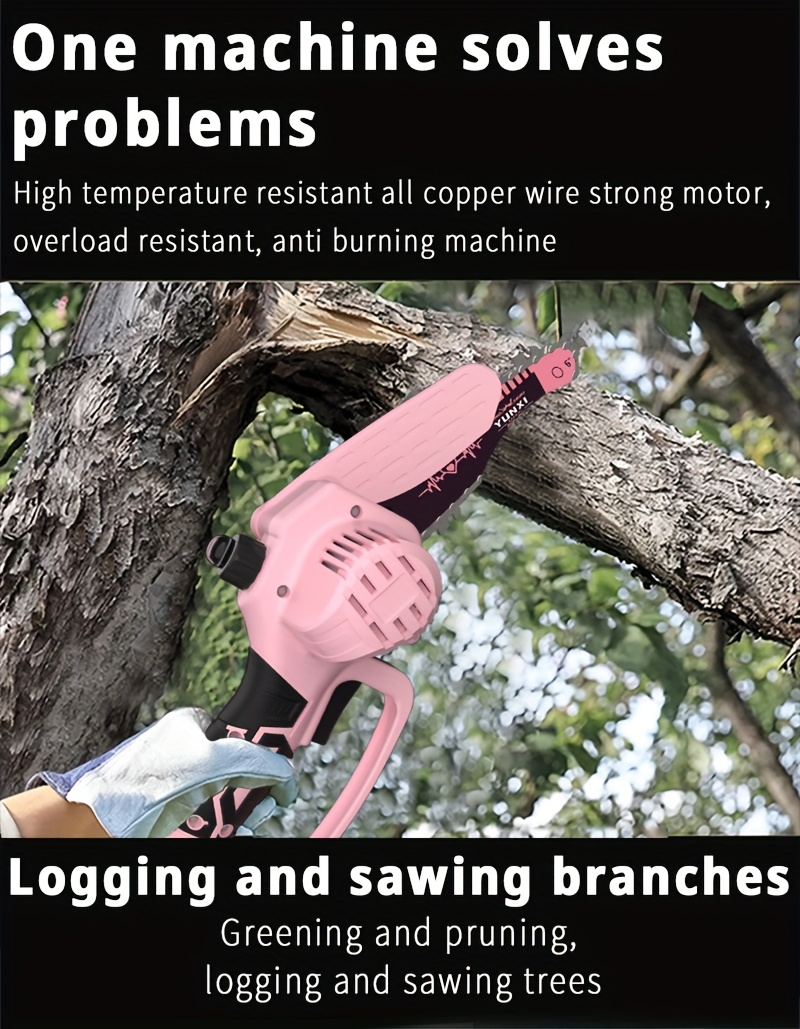 Cordless Electric Pruning Saw Handheld Mini Chainsaw Wireless Portable Tree Branch Cutter with Safety for Garden, Patio and Yard Use