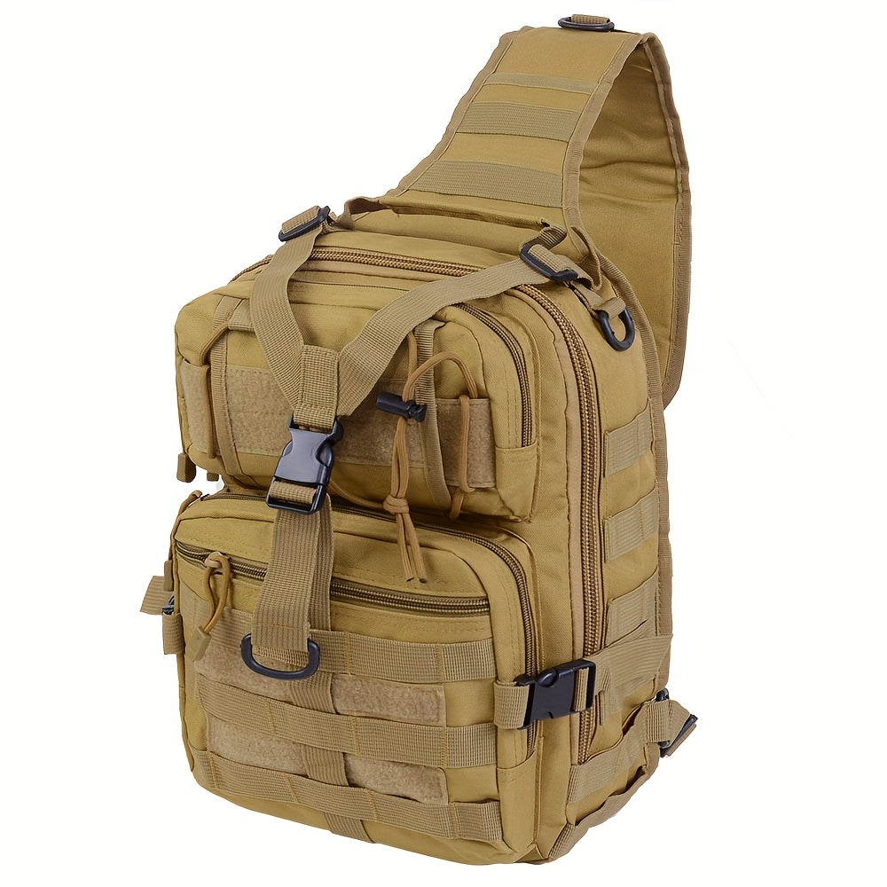 Multi-Pocket Tactical Chest Sling Bag with Adjustable Shoulder Strap in Black, Fern Green or Khaki