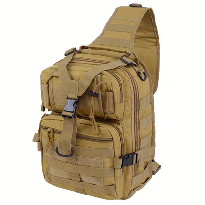 Multi-Pocket Tactical Chest Sling Bag with Adjustable Shoulder Strap in Black, Fern Green or Khaki