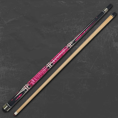 Two-Piece Carbon Fiber Pool Cue with Metal Joint, Wrap Section and Pink or Blue Graphic Designs