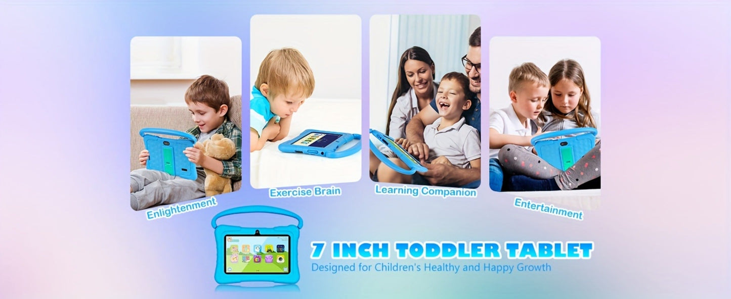 Kids Tablet 7 Inch with Android 14, 2GB RAM, 32GB Built-In Storage, 2.4GHz WiFi and Silicone Case