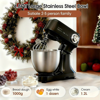 Electric Food Mixer 4.8 Qt 12-Speed Portable Stand Mixer for Daily Baking with Egg Whisk Dough Hook Flat Beater Kitchen Tilt-Head Mixer
